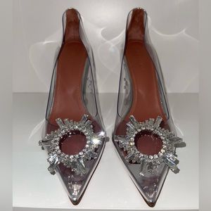 Amina Muaddi Crystal Begum Glass Pumps Clear Heels Size 9 US / 39 EU New in box